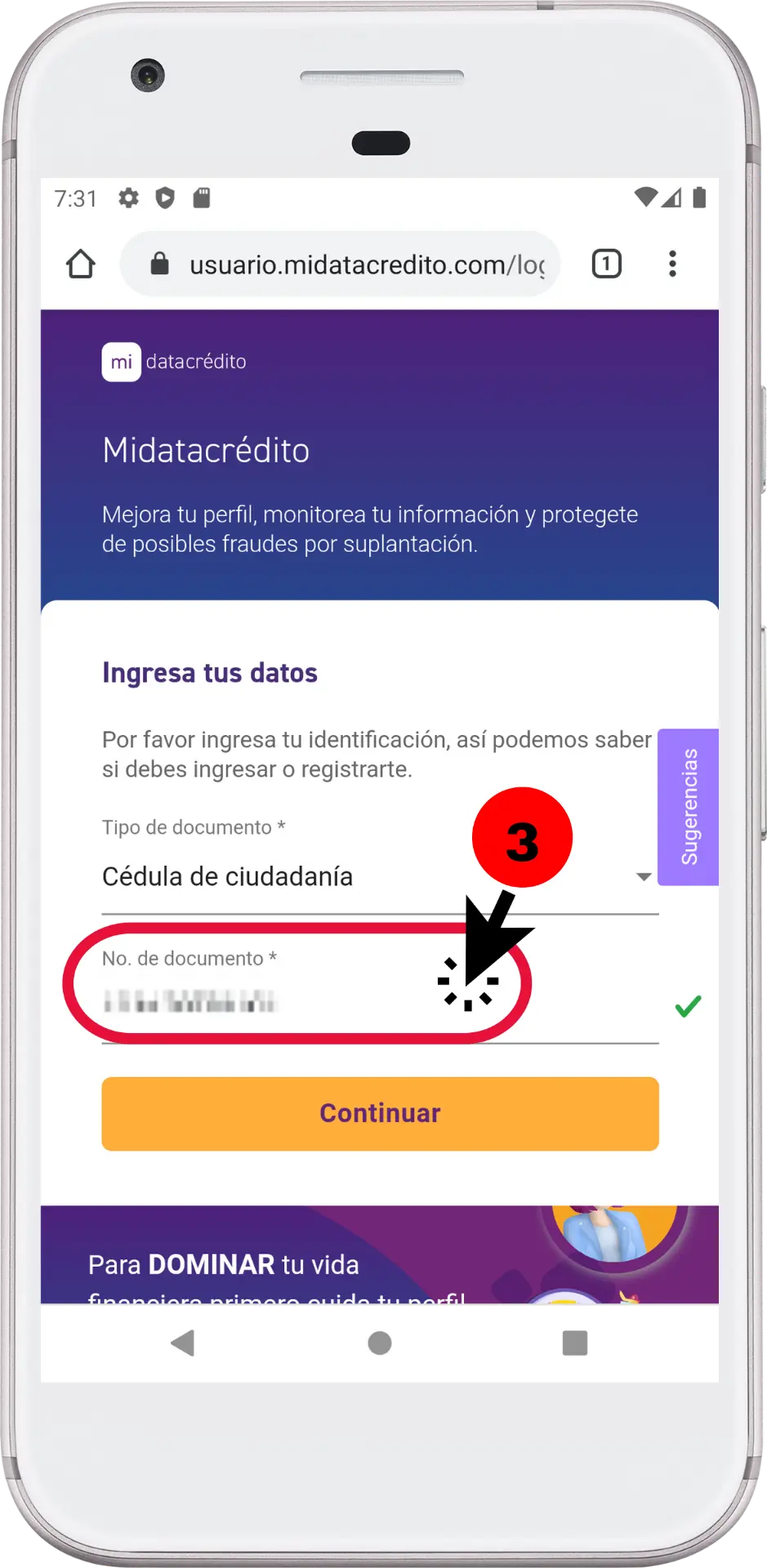 acceder con cedula a la plataforma de midatacredito