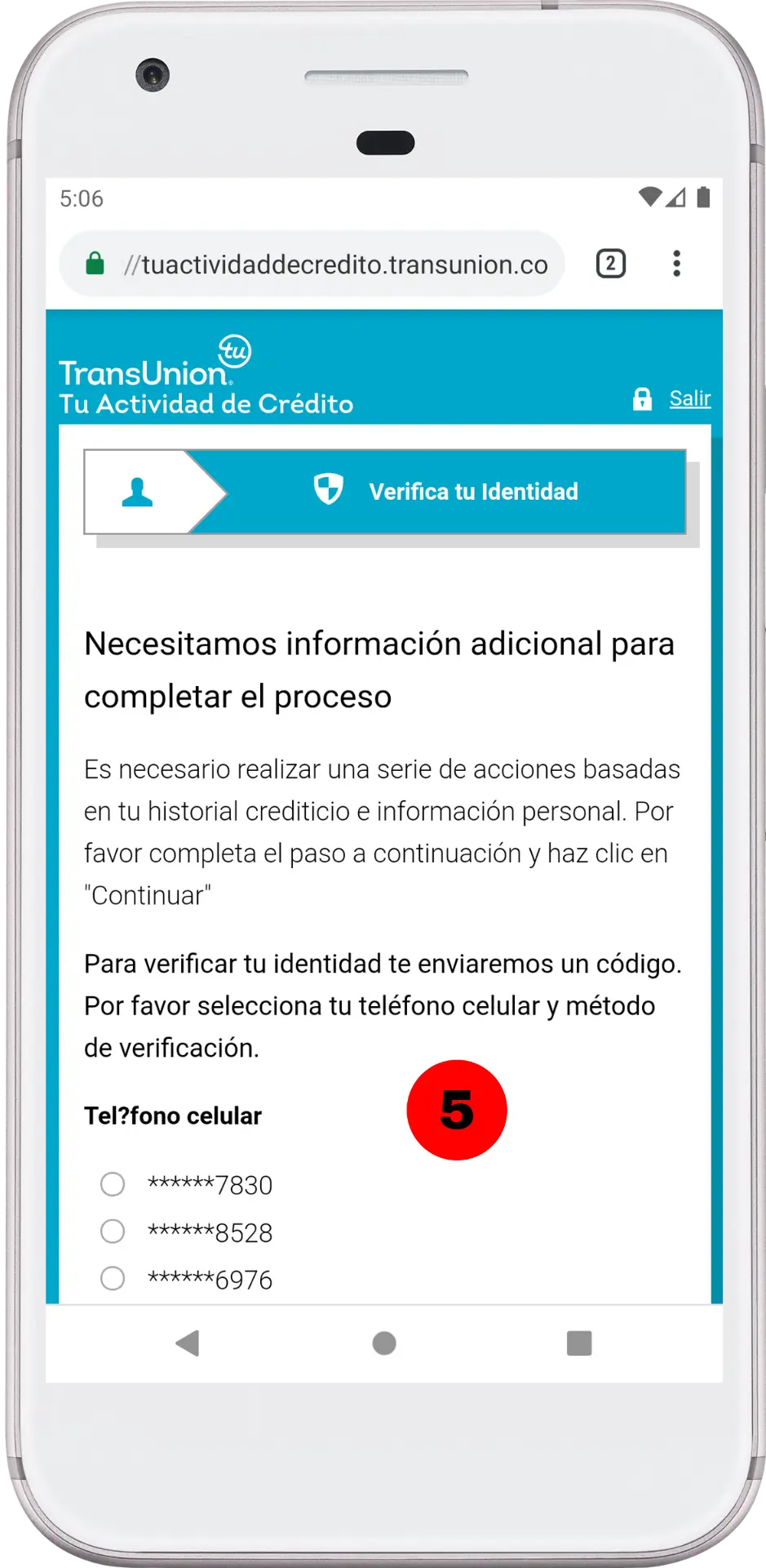 validar identidad con un codigo de seis digitos