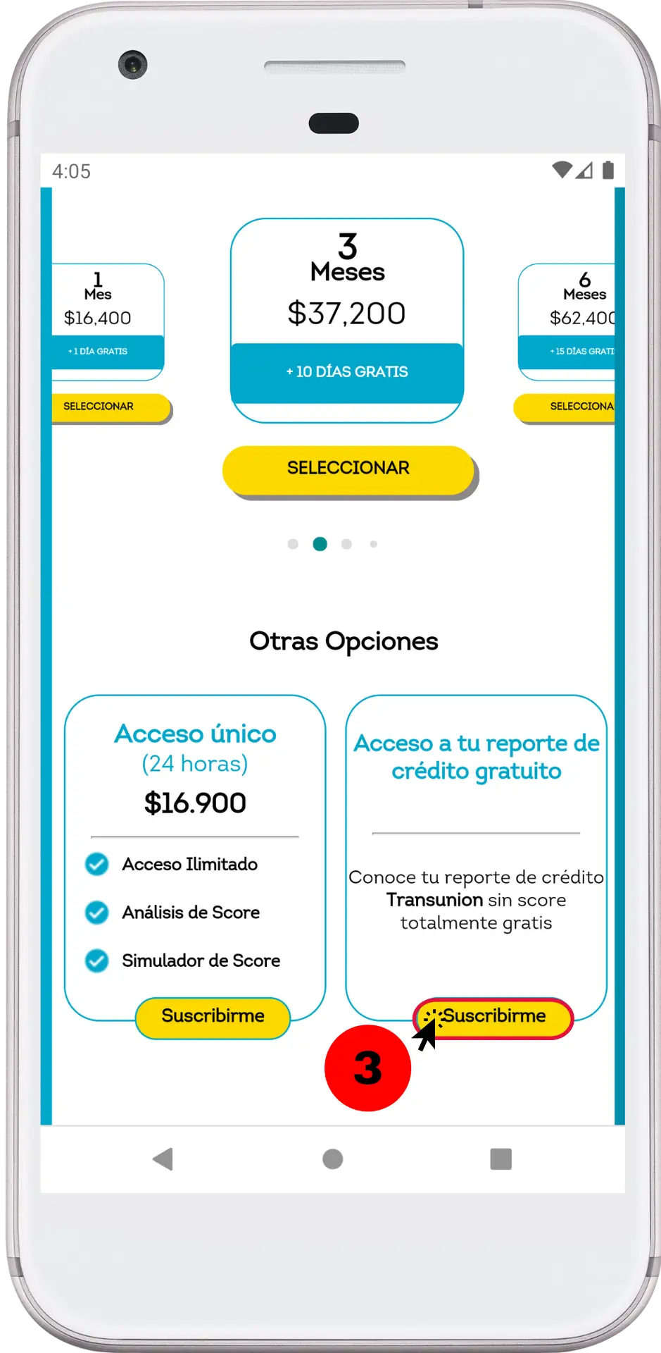 seleccion plan gratuito para consultar vida crediticia transunion